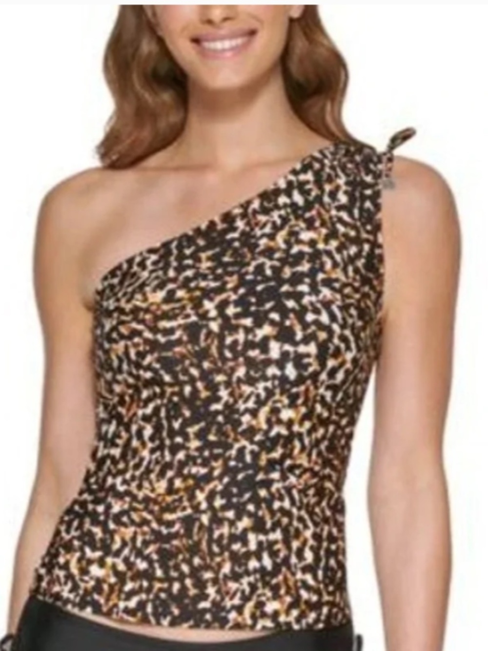 DKNY One-Shoulder Tankini Top Sz XL* Cheetah Print